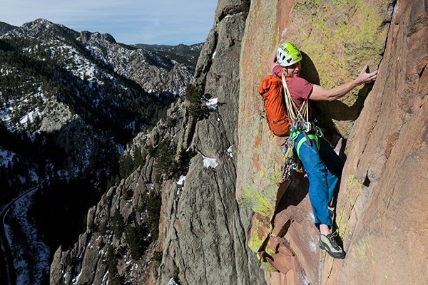 Tommy Caldwell climbing in Eldorado Canyon