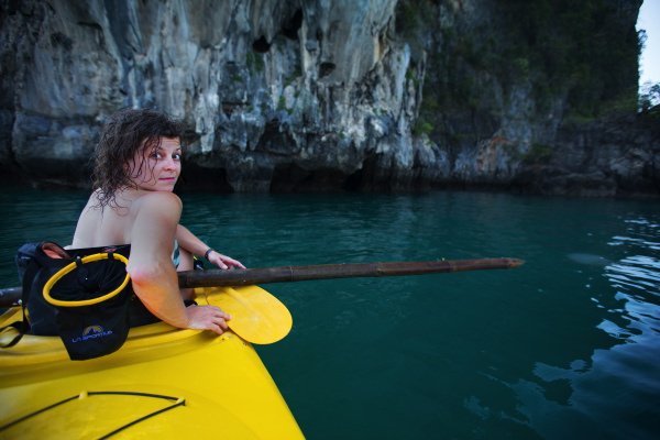 Abbey Smith in a kayak in Thailand