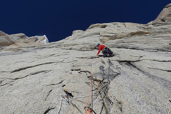 Brette Harrington climbing in Patagonia
