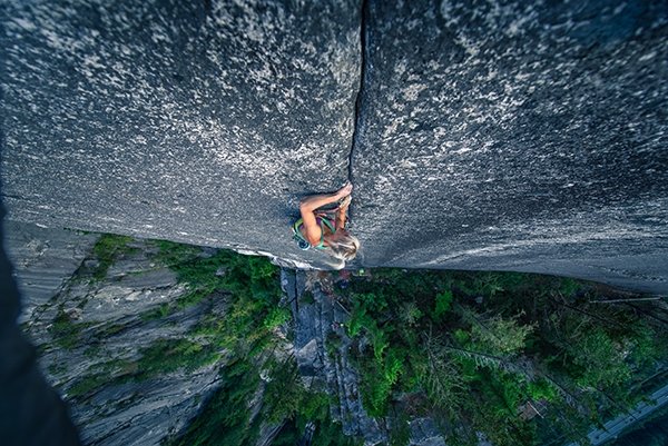 Brittany Goris climbing in Squamish