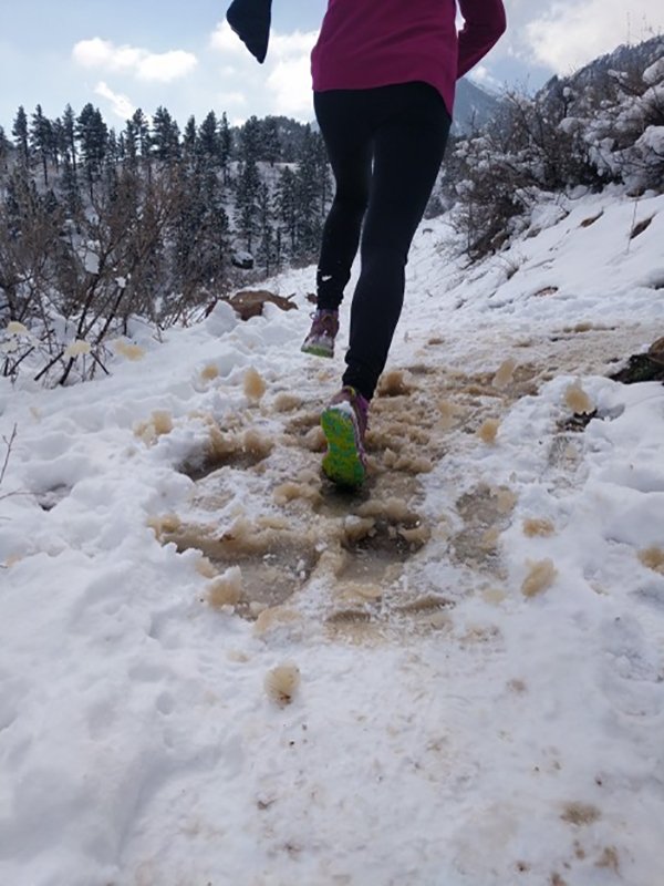 Running through the slush and slop of winter trails. 
