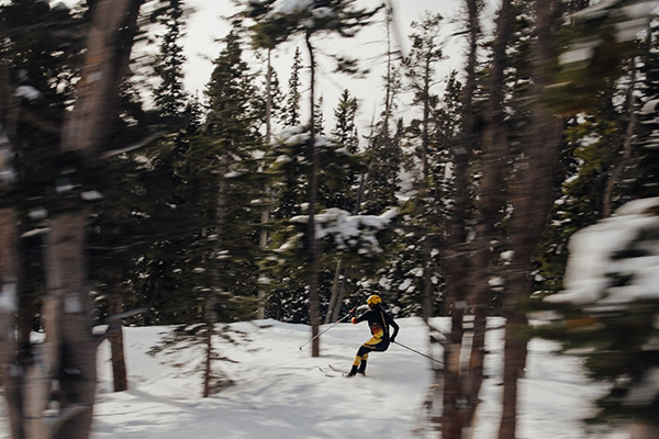 Davide Skiing in the Trees