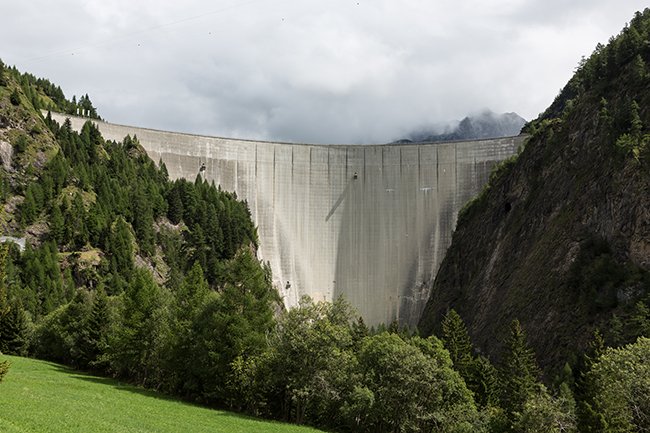 Diga di Luzzone is the dam at the west end of the Lago di Luzzone reservoir located in Ticino, Switzerland