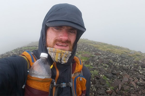 Justin Simono selfie: "Poor weather characterized the entirety of my time in the Weminuche"