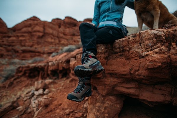 Hiker in the desert with La Sportiva hiking boots