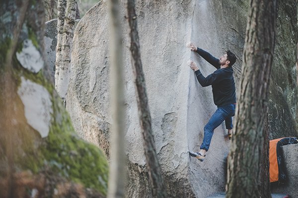 Jon Glassberg bouldering in Fontainebleau France