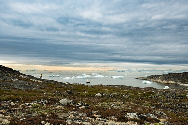 Rocky coastal terrain and ice fjords provided the backdrop for Kelly Halpin's Greenland Running Expedition