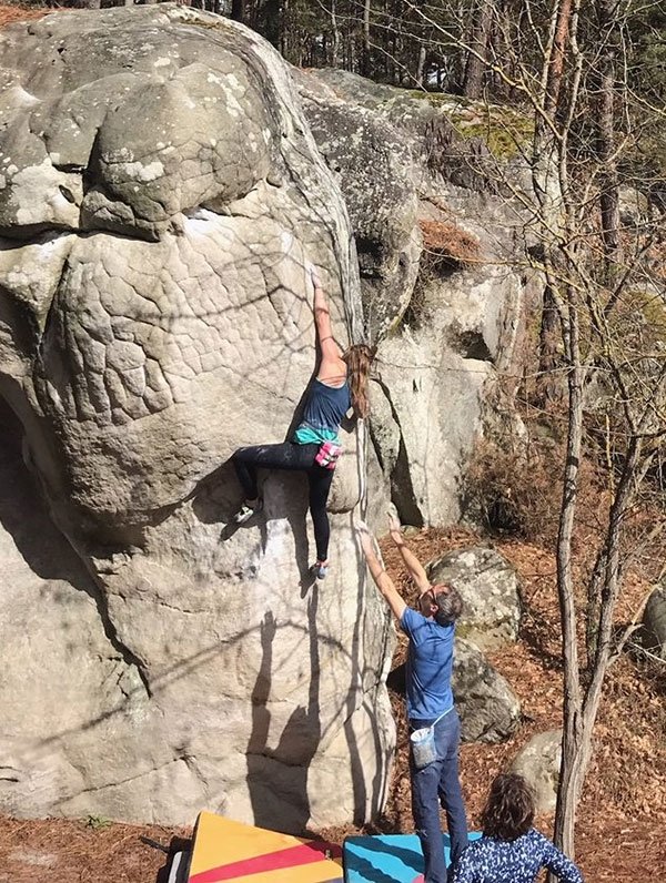 Lauren Callaway climbing at the Font