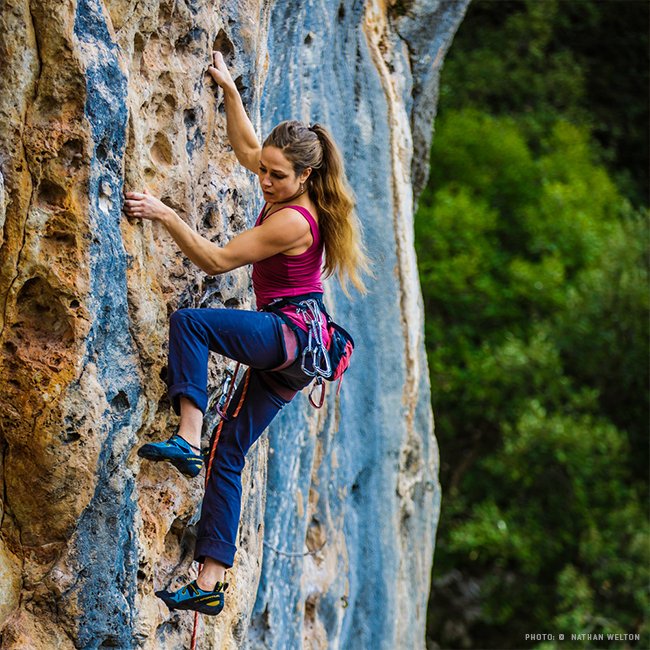 Rannveig Aamodt loves the sticky No-Edge technology on La Sportiva Futura climbing shoes