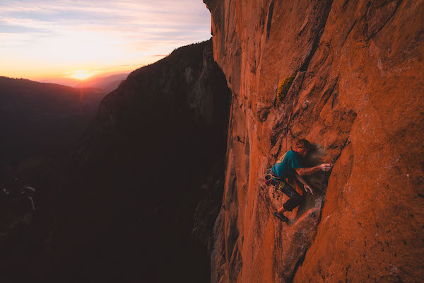 Sam Stroh climbing El Corazon at sunset