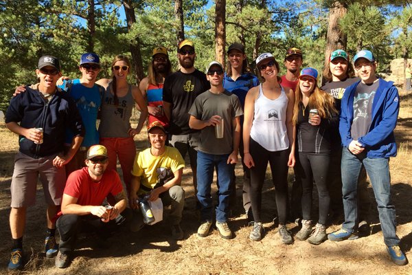 The La Sportiva North America crew works another successful Conservation Alliance Backyard Collective community service trail day at Dedisse Park in Evergreen Colorado